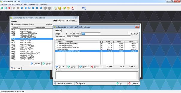 Caja B&aacute;sica - Ficha de Cuentas