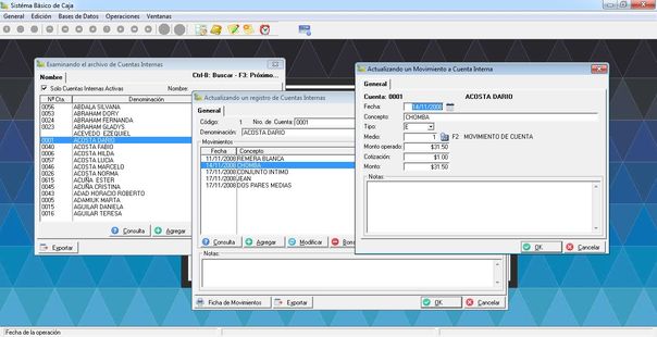 Caja B&aacute;sica - Ficha de Movimiento de Cuentas