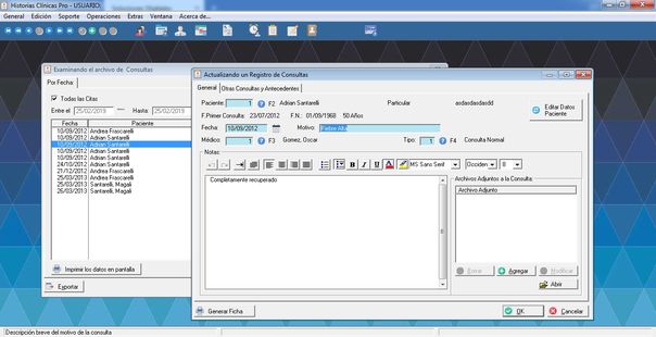 Historias Clinicas Pro - Ficha de Consulta