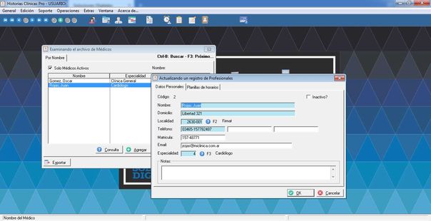 Historias Clinicas Pro - Ficha de M&eacute;dicos