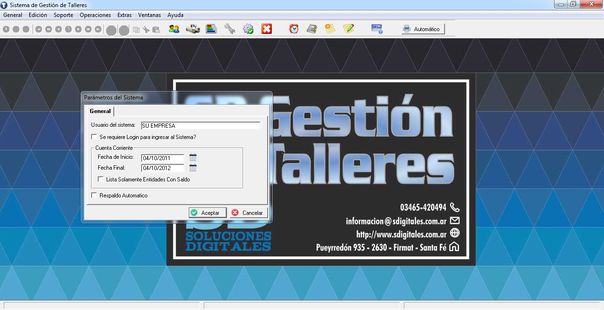 SD Gesti&oacute;n de Talleres - Configuraci&oacute;n