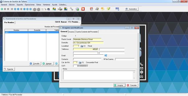 SD Gesti&oacute;n de Talleres - Ficha de Proveedores