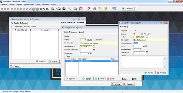 SD Gesti&oacute;n de Talleres - Ficha de Proyectos